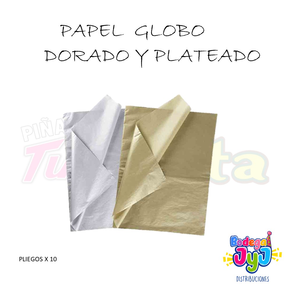 PAPEL GLOBO X10 DORADO Y PLATA