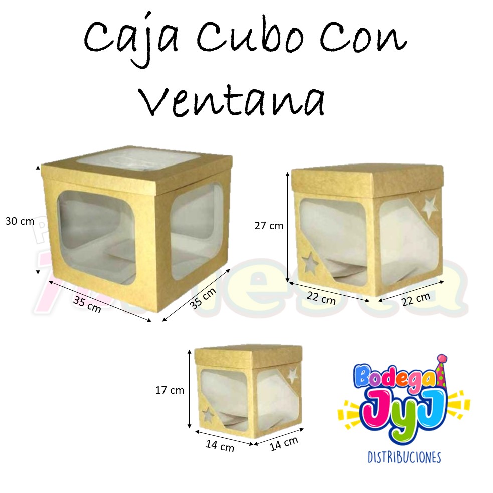 CAJA CUBO KRAFT CON VENTANA - BODEGA