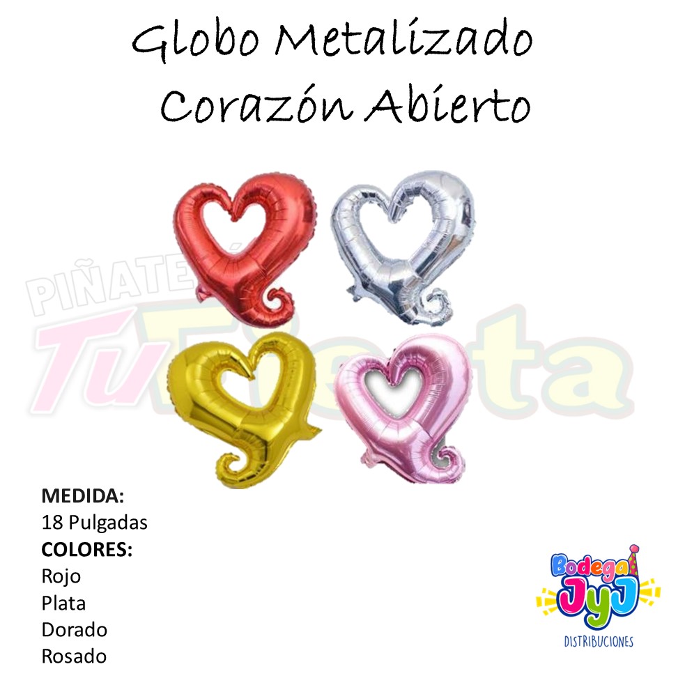 GLOBO CORAZON ABIERTO METALIZADO 18"