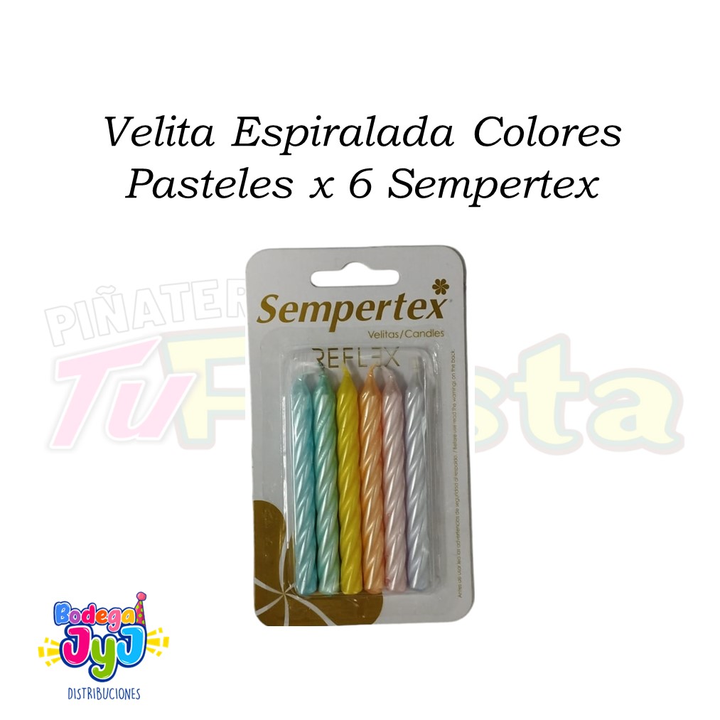 VELITA ESPIRALADA COLORES PASTELES X6 SEMPERTEX