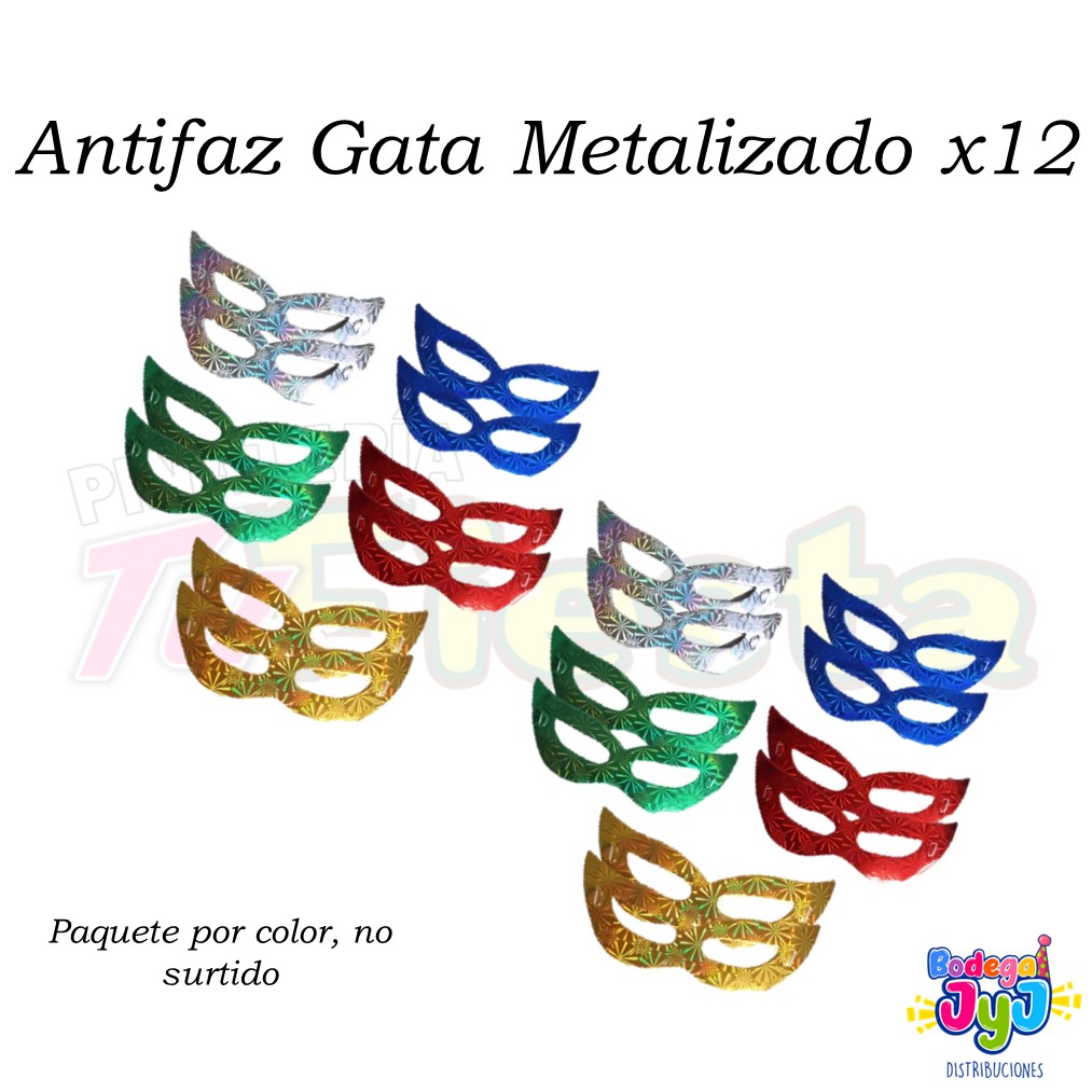 ANTIFAZ GATA METALIZADO X12