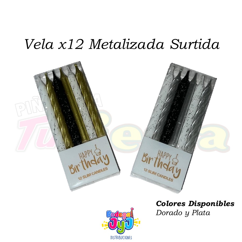 VELA X12 METALIZADA SURTIDA