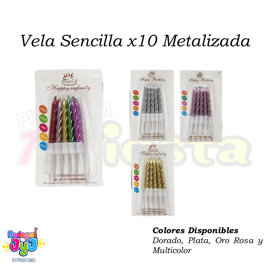 VELA SENCILLA X10 METALIZADA