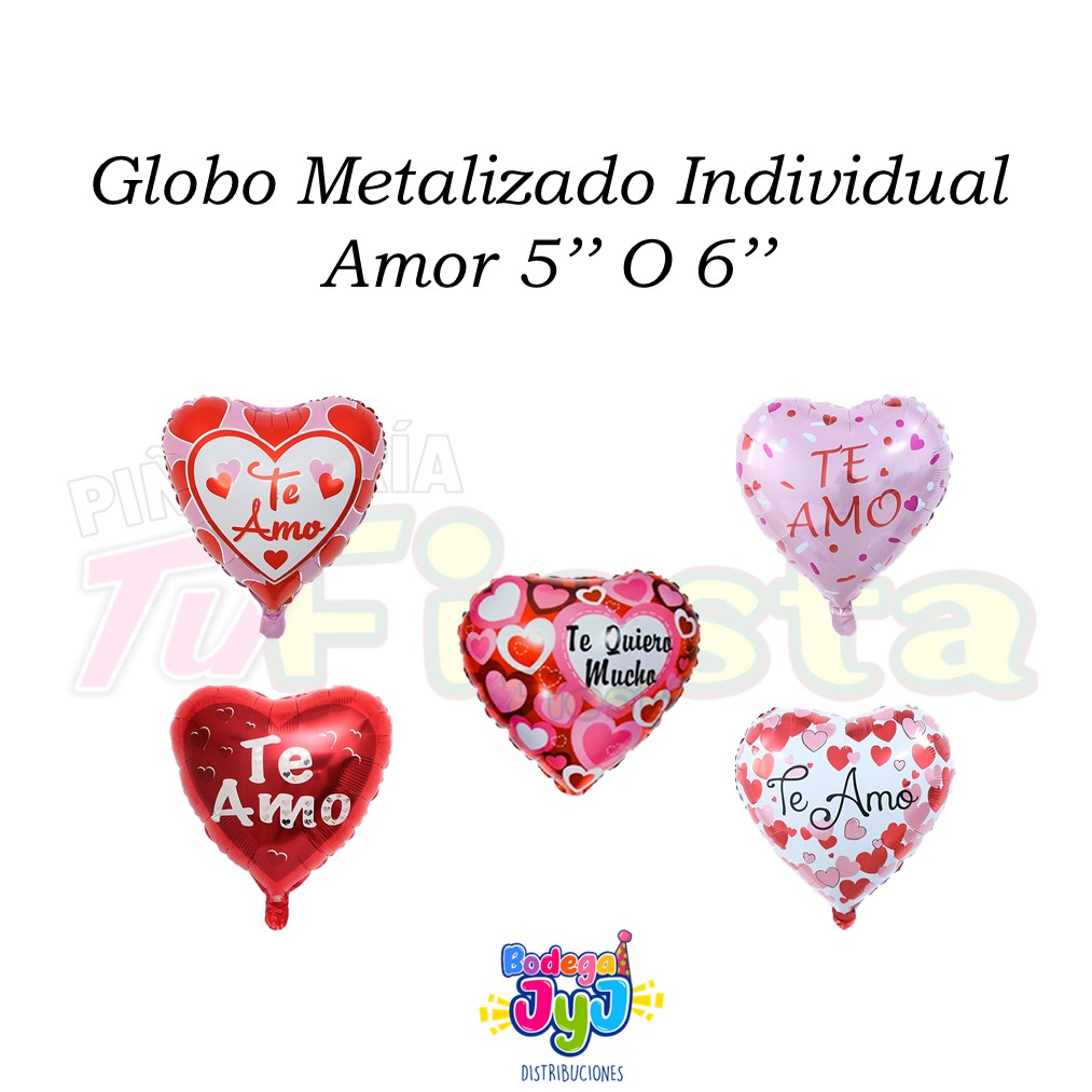 GLOBO METALIZADO INDIVIDUAL AMOR 5'' O 6''