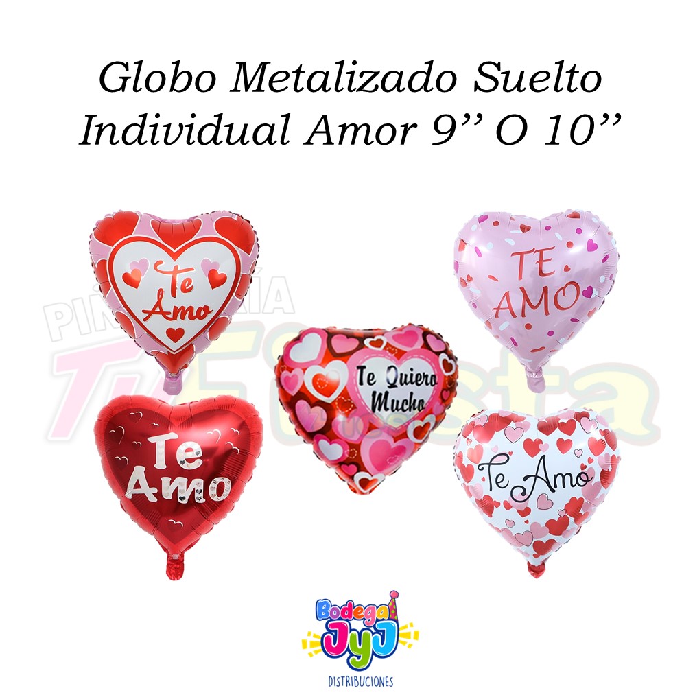 GLOBO METALIZADO SUELTO INDIVIDUAL AMOR 9'' O 10''