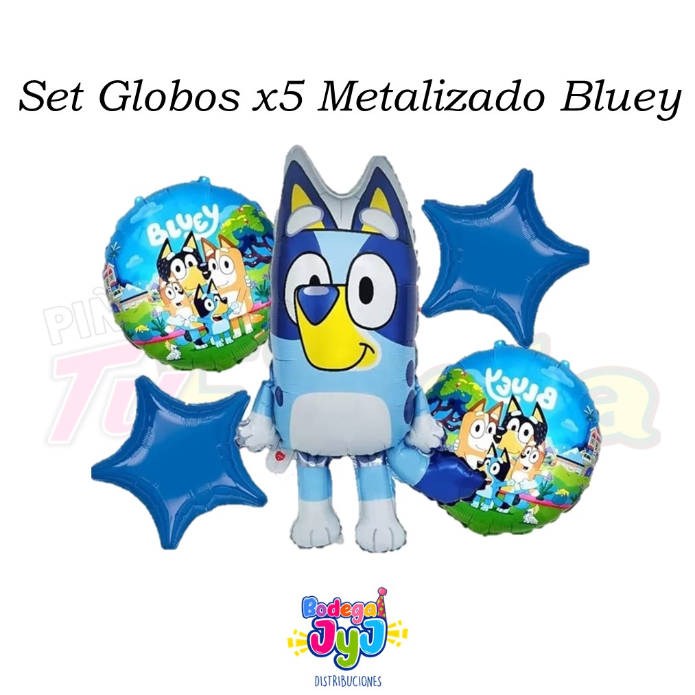 SET GLOBOS X5 METALIZADO BLUEY