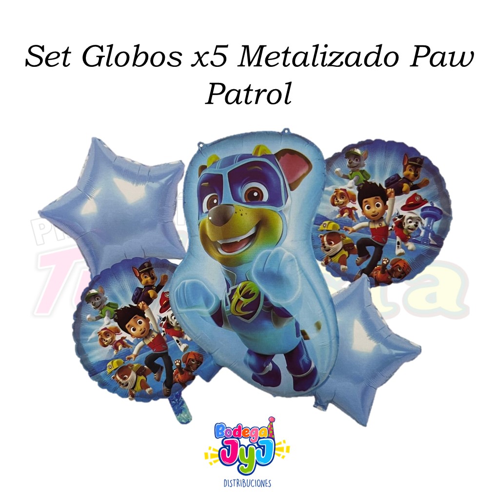 SET GLOBOS X5 METALIZADO PAW PATROL