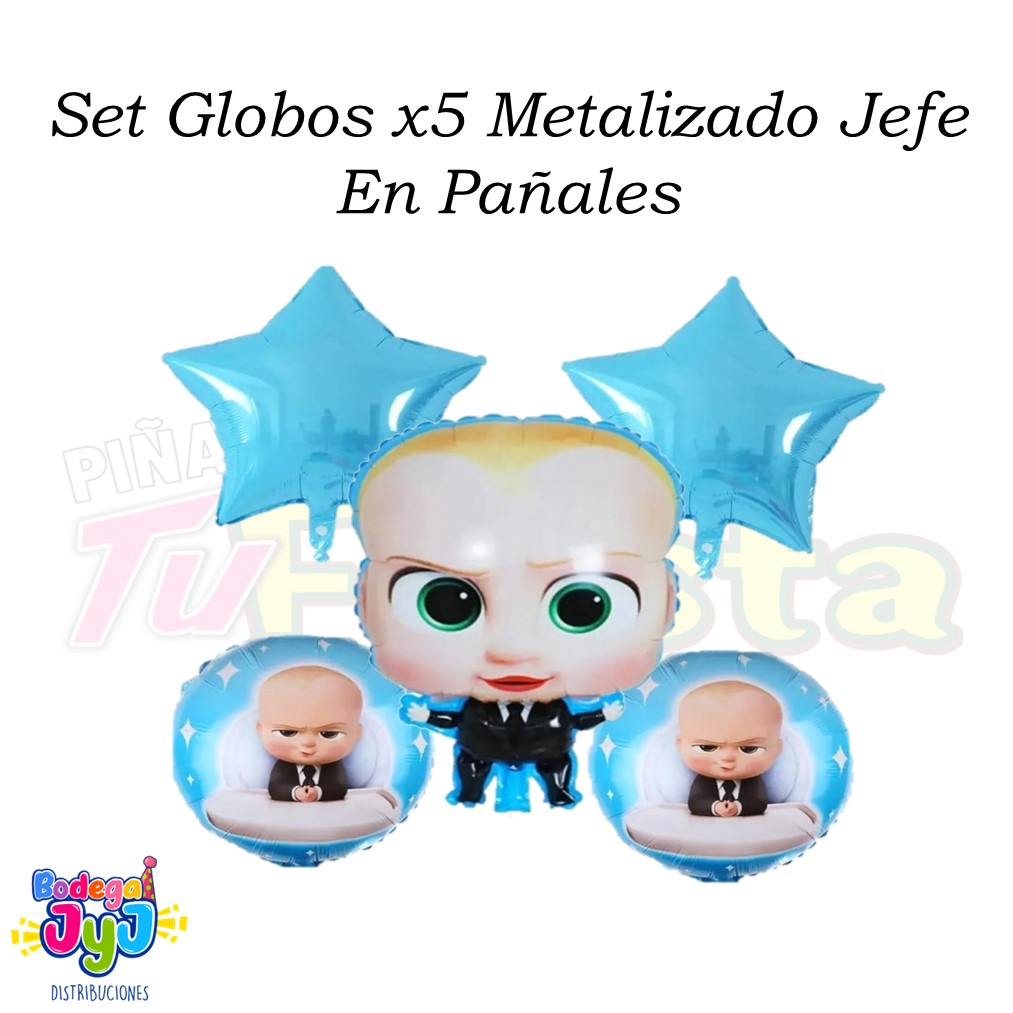 SET GLOBOS X5 METALIZADO JEFE EN PAÑALES