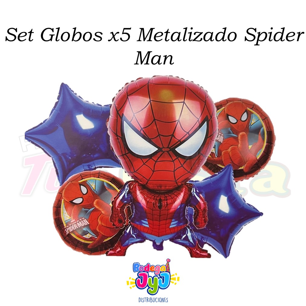 SET GLOBOS X5 METALIZADO SPIDER MAN