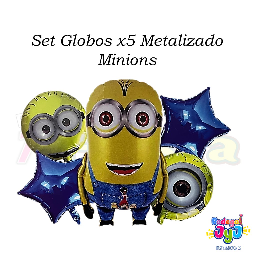 SET GLOBOS X5 METALIZADO MINIONS