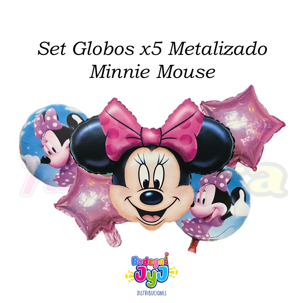 SET GLOBOS X5 METALIZADO MINNIE MOUSE