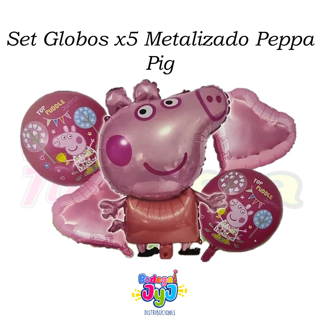 SET GLOBOS X5 METALIZADO PEPPA PIG