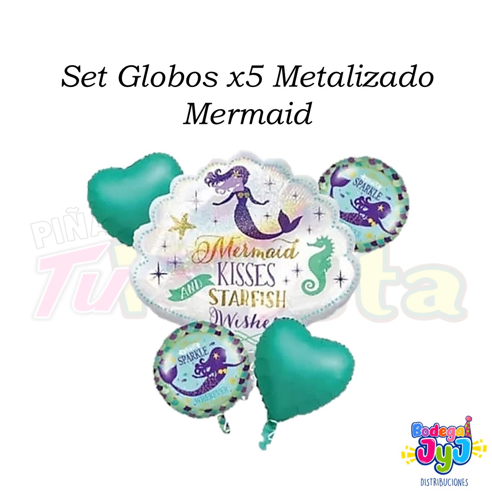 SET GLOBOS X5 METALIZADO MERMAID