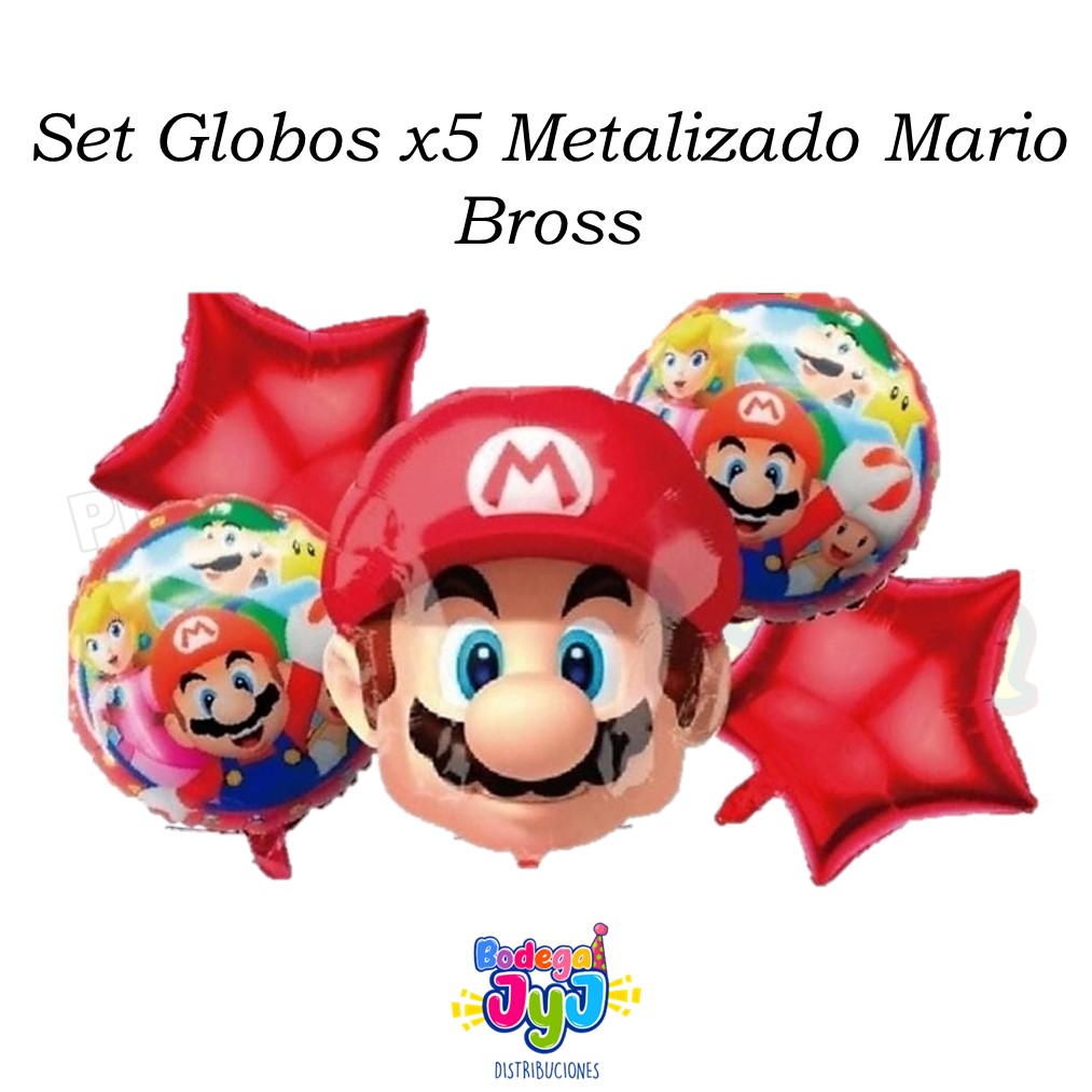 SET GLOBOS X5 METALIZADO MARIO BROSS