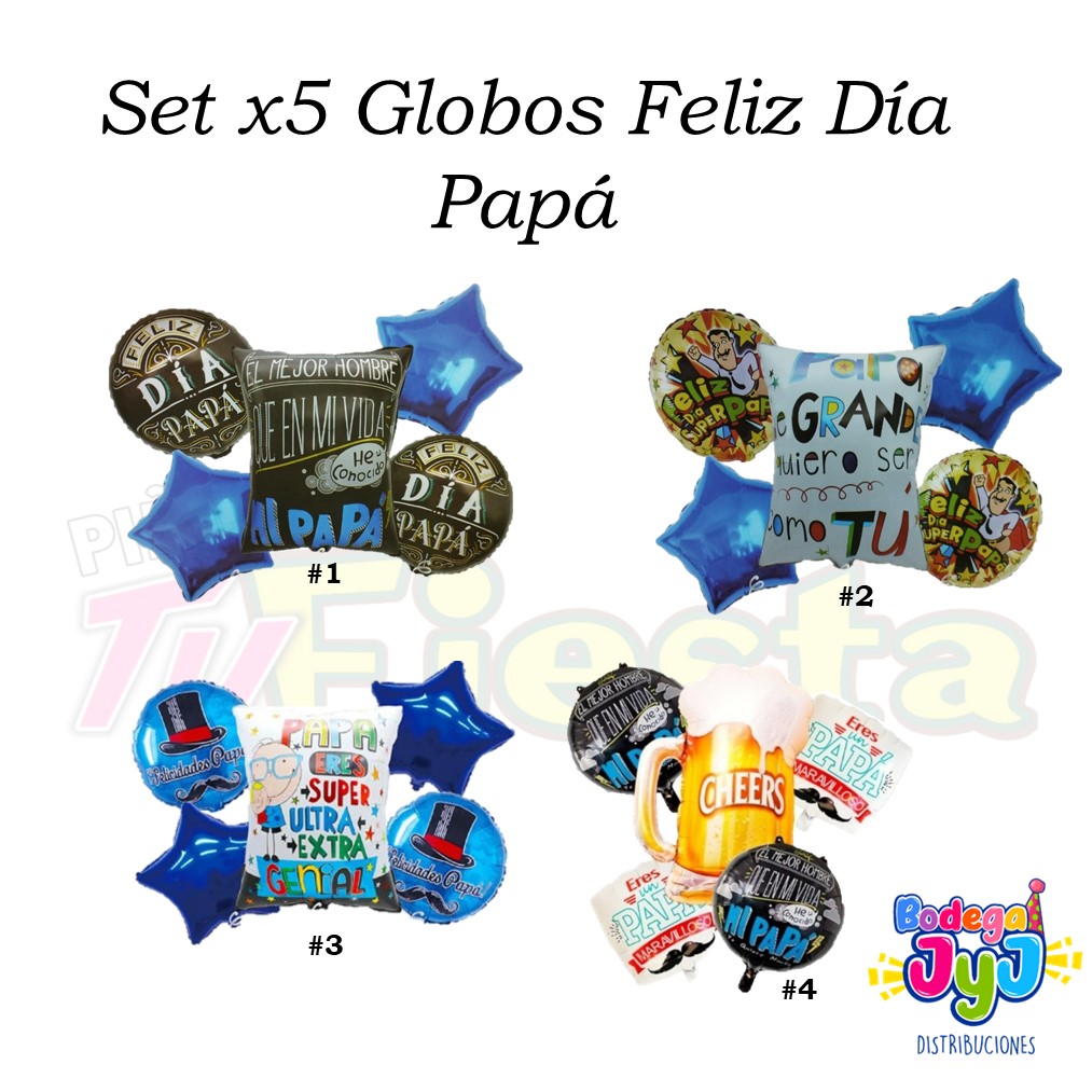 SET X5 GLOBOS FELIZ DÍA PAPÁ