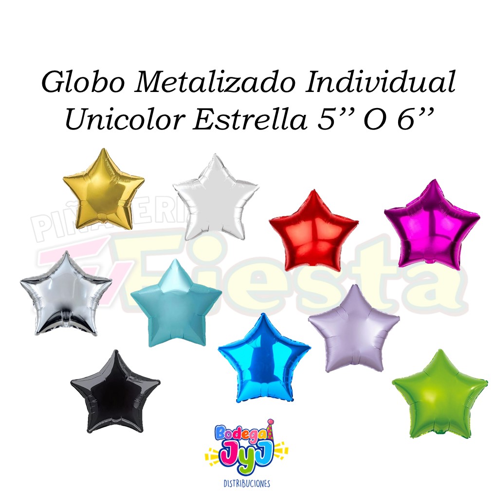 GLOBO METALIZADO INDIVIDUAL UNICOLOR ESTRELLA 5'' O 6''