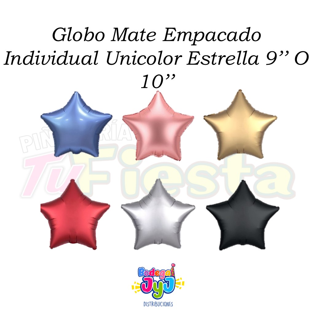 GLOBO MATE EMPACADO INDIVIDUAL UNICOLOR ESTRELLA 9'' O 10''