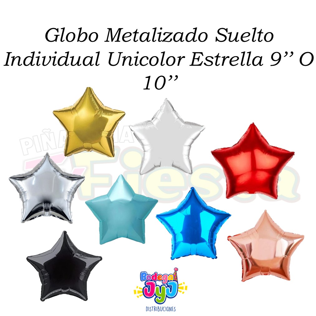 GLOBO METALIZADO SUELTO INDIVIDUAL UNICOLOR ESTRELLA 9'' O 10''