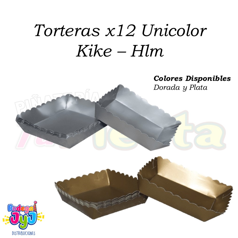 TORTERAS X12 UNICOLOR DORADA Y PLATA KIKE – HLM