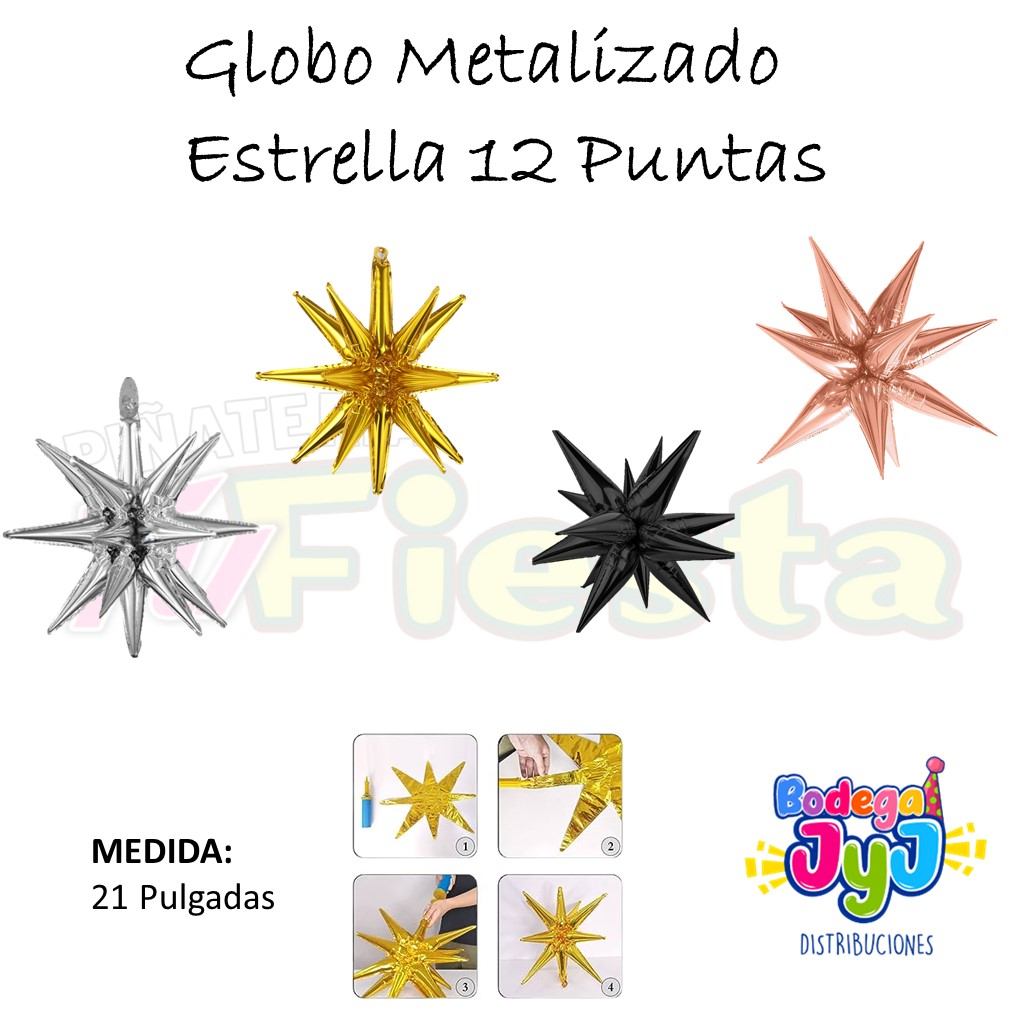 GLOBO METALIZADO ESTRELLA 12 PUNTAS 21'' MPZ