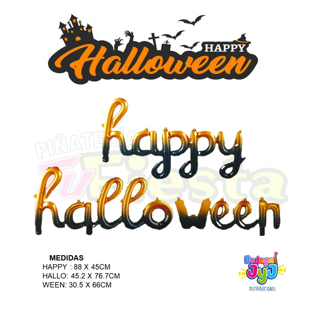 GLOBO LETRA CURSIVA HAPPY HALLOWEEN