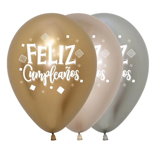 GLOBO FELIZ CUMPLEAÑOS CUADRADOS REFLEX SURTIDO SEMPERTEX