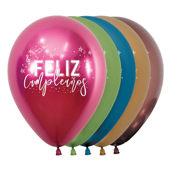 GLOBO FELIZ CUMPLEAÑOS VIBRANTE REFLEX SURTIDO SEMPERTEX