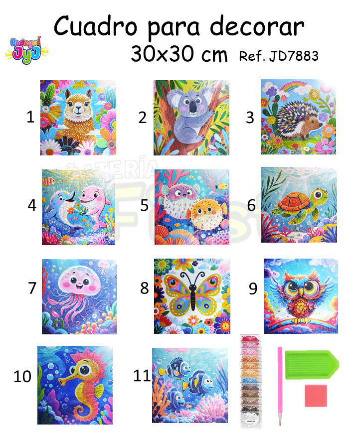 CUADRO PINTURA DIAMANTE 30 X 30 CM JD7883