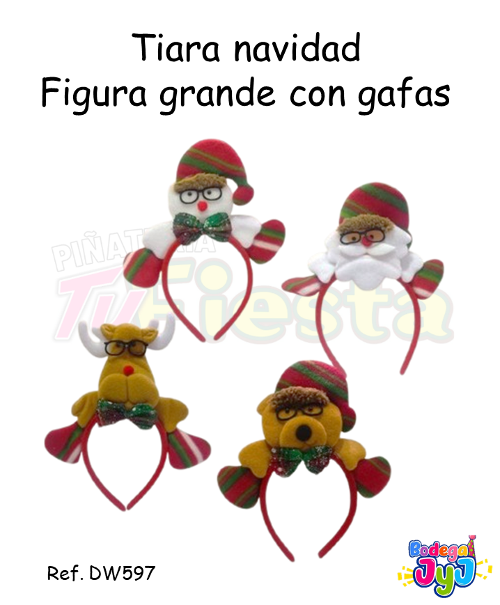 TIARA NAVIDAD FIGURAS GRANDE CON GAFAS DW597