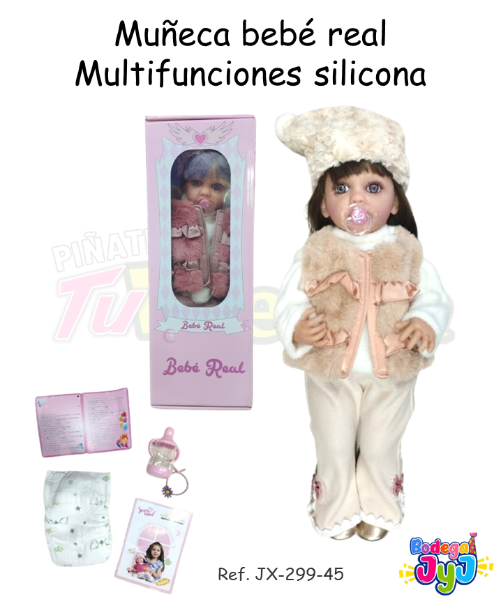 MUÑECA BEBE REAL MULTIFUNCIONES SILICONA JX-299-45