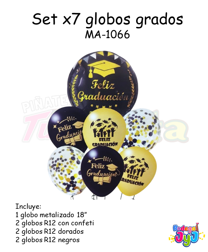SET GLOBOS X7 FELIZ GRADUACION MA-1066