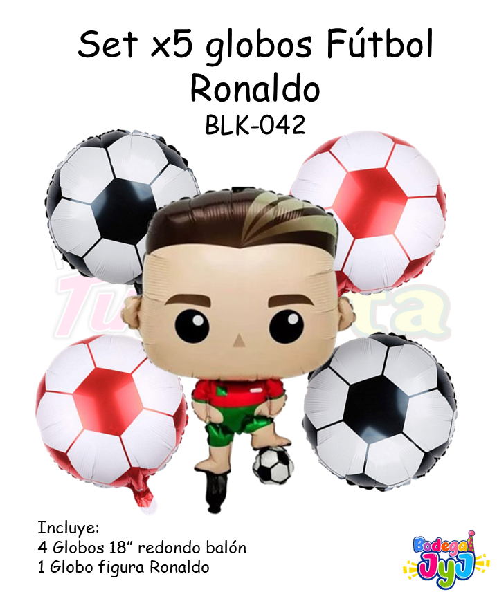 SET GLOBOS X5 FUTBOL RONALDO BLK-042