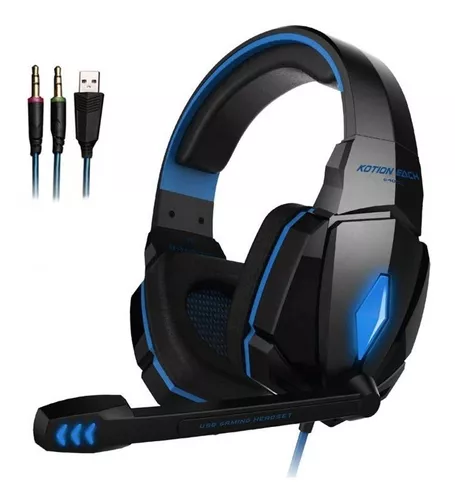 Audífonos gamer G4000 azul con luz LED