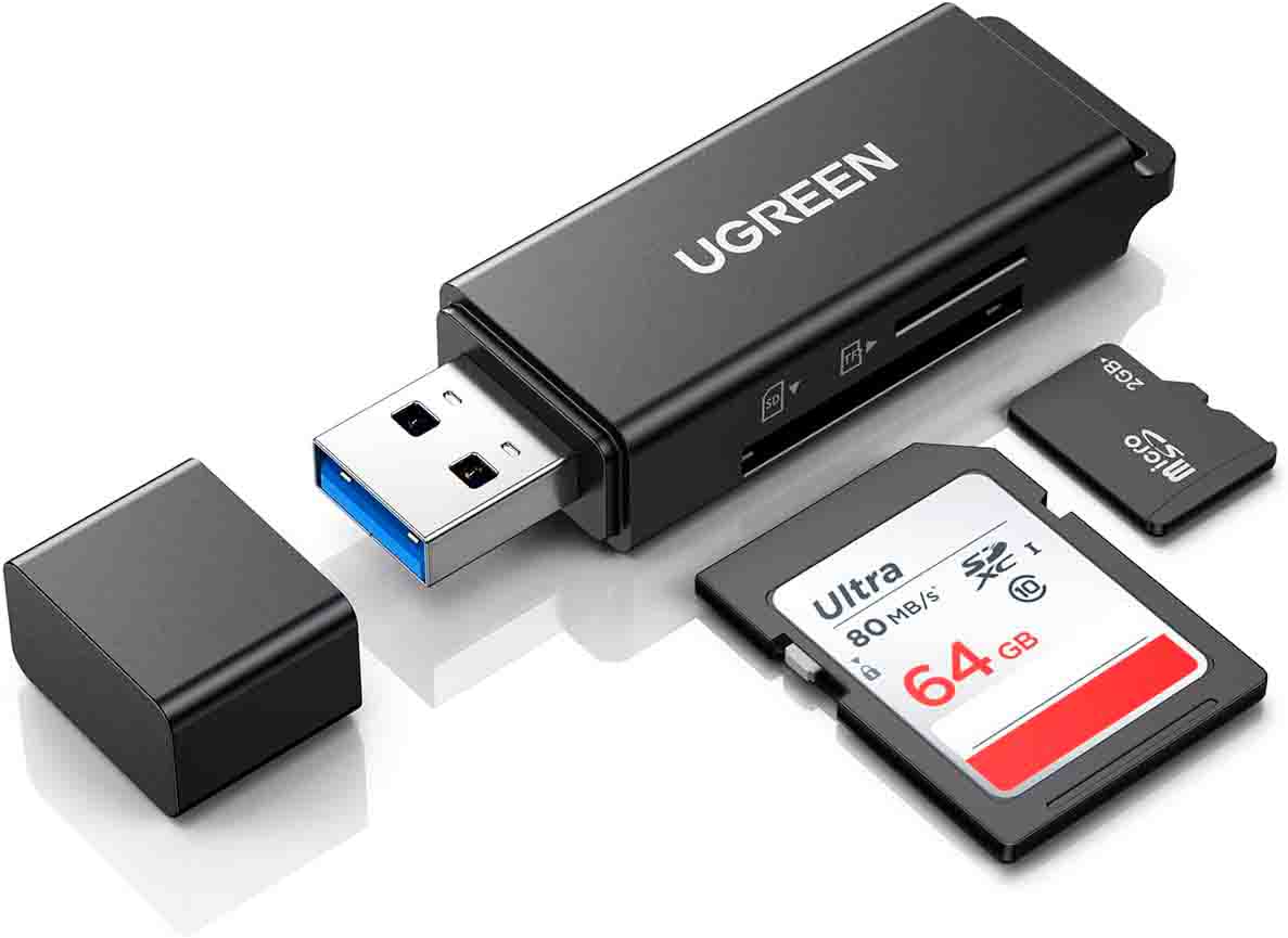 UGREEN LECTOR DE TARJETAS SD PORTÁTIL USB 3.0 SD MICRO SD