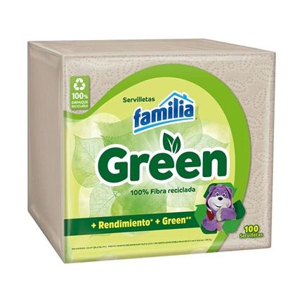 Servilletas Familia Green x 100 unidades Doble Hoja
